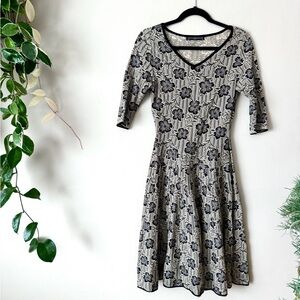 Peruvian Connection Pima Cotton knit sweater fit and flare dress XS